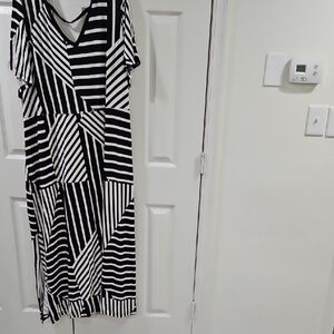 Lane Bryant Geometric Black and White Midi Dress